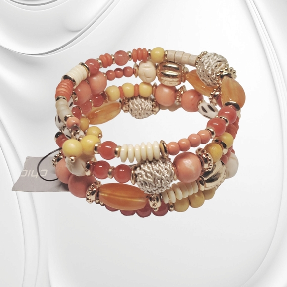 Chico's Jewelry - CHICO'S - Beaded Warm-Tone Coil Bracelet